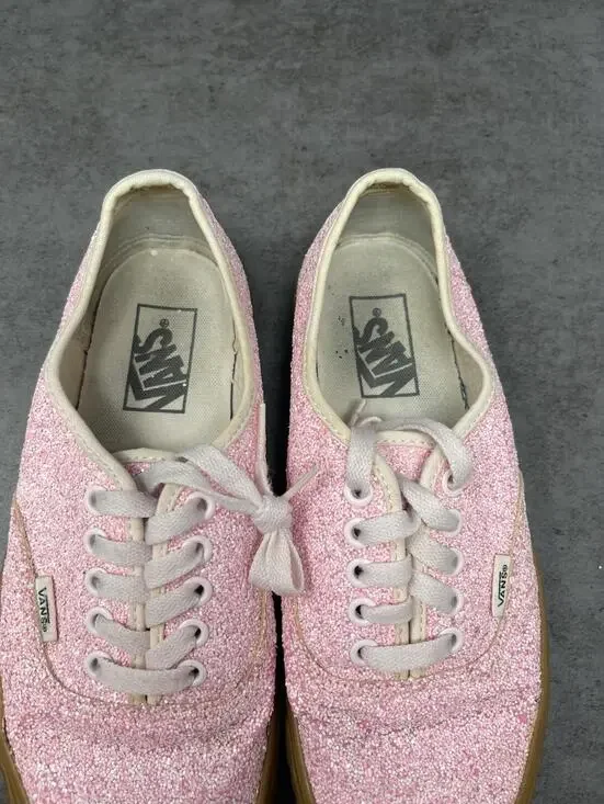 Vans Authentic Pink Glitter Shoes Womens Size 8.5 Gum Sole - Picture 9 of 11